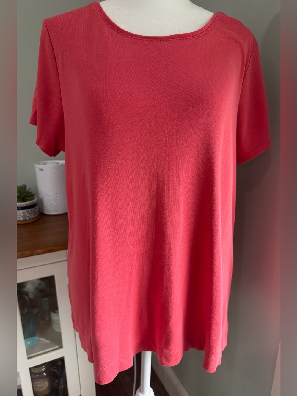 J. Jill Pima Crew-Neck Tee Short Sleeve Solid Red 100% Pima Cotton Size Large